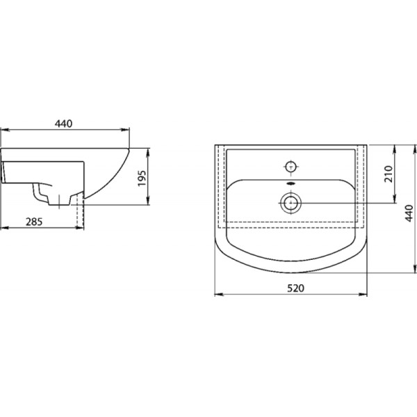 Раковина мебельная Aquaton 52х44х19,5 белая (131201S0011B0)