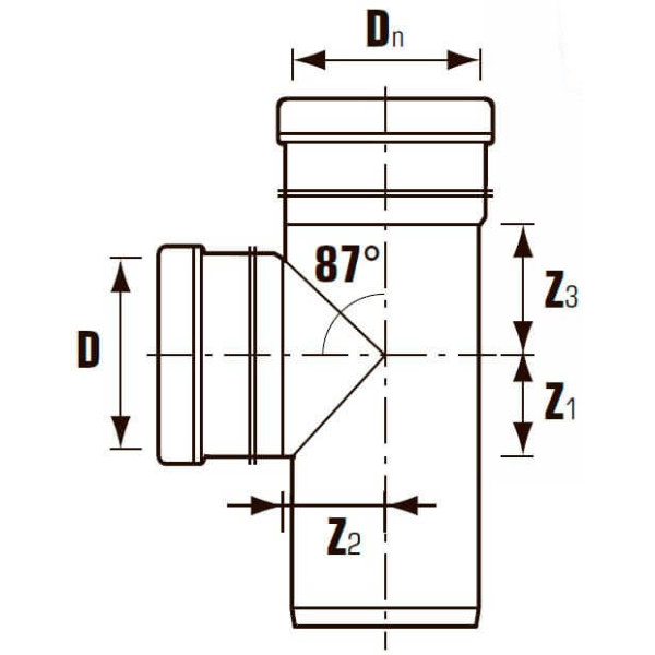 Тройник Хемкор для наружной канализации НПВХ 110*110*90