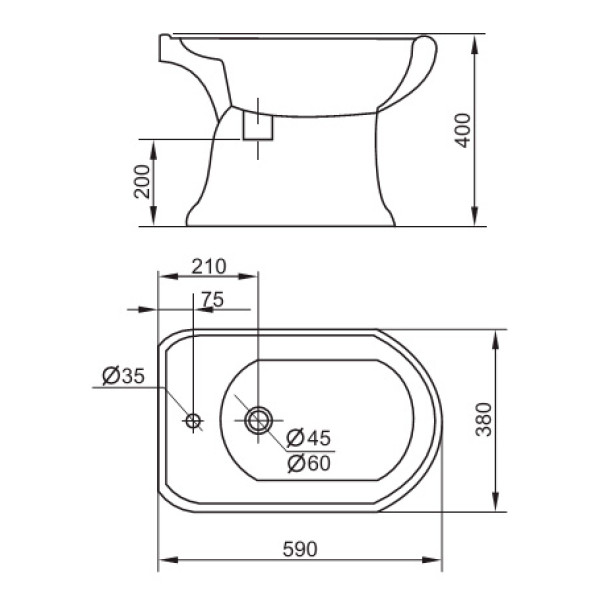 Биде напольное Cezares Liza 590x380x400 (CZR-619) Биде напольное Cezares Liza 590x380x400 (CZR-619)