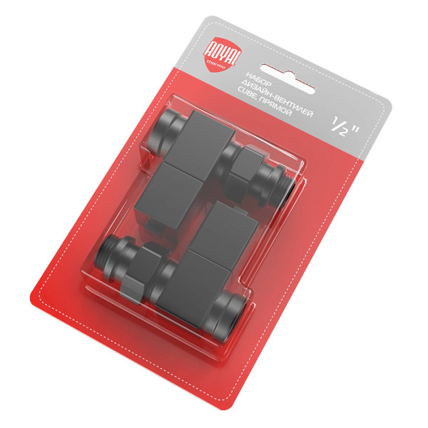 Комплект дизайн-вентилей Royal Thermo CUBE 1/2" прямой (черный) (RTE 56.0006) Комплект дизайн-вентилей Royal Thermo CUBE 1/2" прямой (черный) (RTE 56.0006)