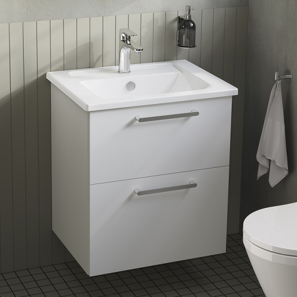 ТУмба подвесная Vitra Root 60 см с квадратной раковиной, 2 ящика, глянцевый белый (66294)