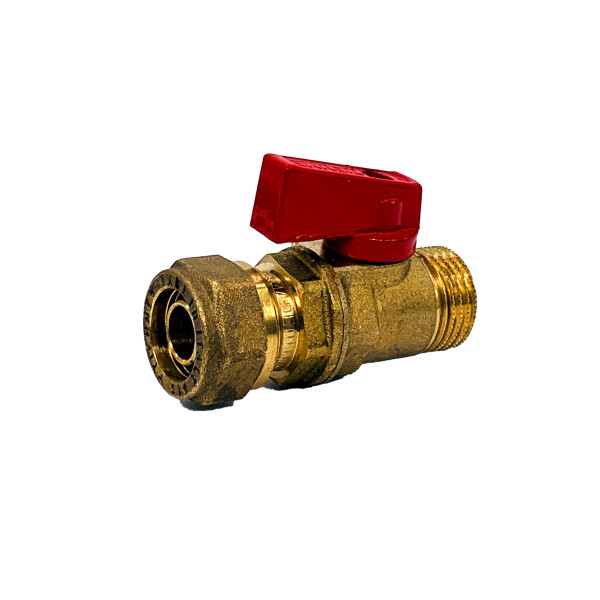 Кран шаровый (мини) Tiemme 16 (2,0)*1/2" Н (красная ручка) (2940002)