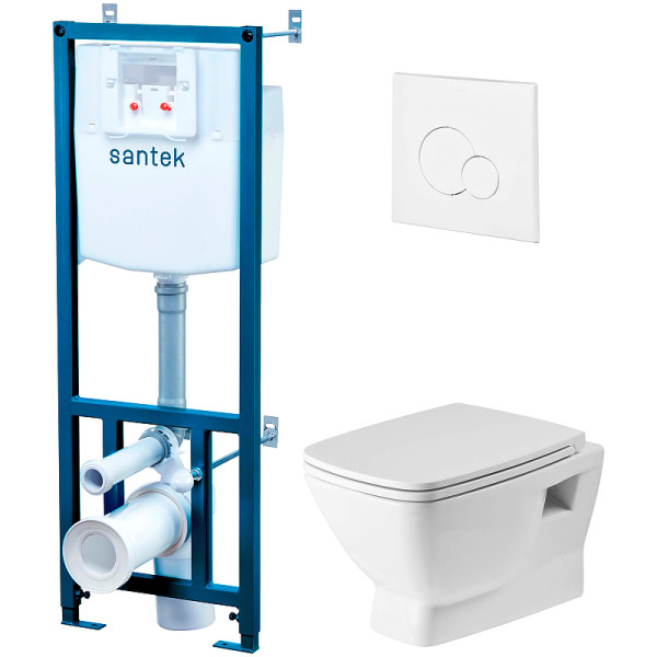 Комплект инсталляция с унитазом и клавишей Santek Нео rimless с сиденьем SC с клавишей белой (1WH501758)