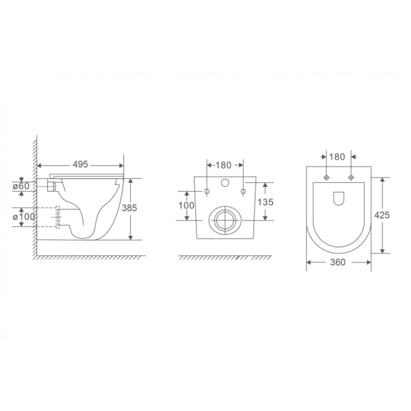 Унитаз подвесной Abber Bequem безободковый, смыв торнадо, с закрытым дном белый (AC1131TC)