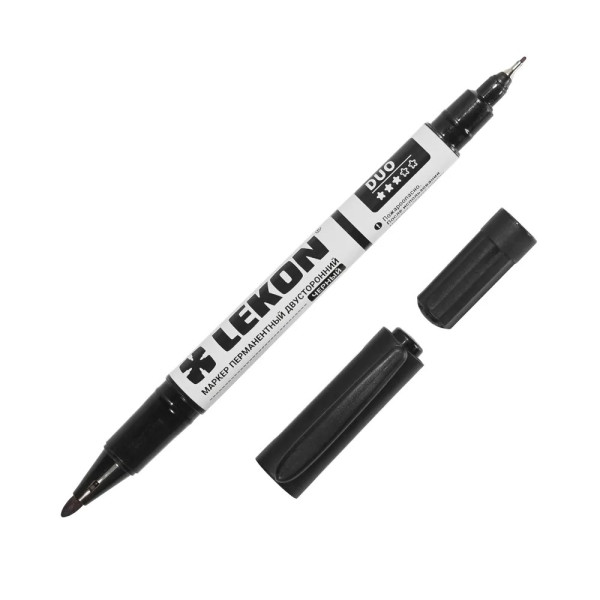 Маркер перманентный двухсторонний Lekon Duo (черный) (012781) Маркер перманентный двухсторонний Lekon Duo (черный) (012781)