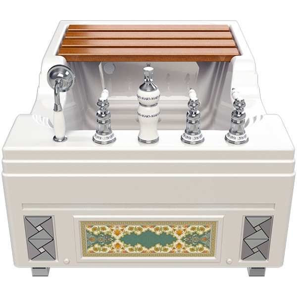 Ванна акриловая Радомир Тахарат 120*80 с каркасом с декор. ножками, слив-перерлив, комплект панелей, сиденье из террасной доски (1-01-0-0-1-166) Ванна акриловая Радомир Тахарат 120*80 с каркасом с декор. ножками, слив-перерлив, комплект панелей, сиденье из террасной доски (1-01-0-0-1-166)