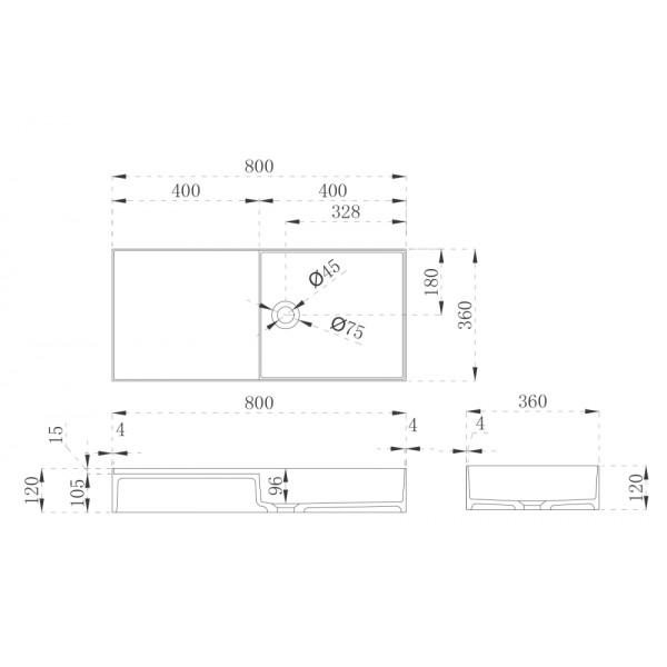 Раковина подвесная Abber Stein 800x360 белый матовый (AS2648) Раковина подвесная Abber Stein 800x360 белый матовый (AS2648)