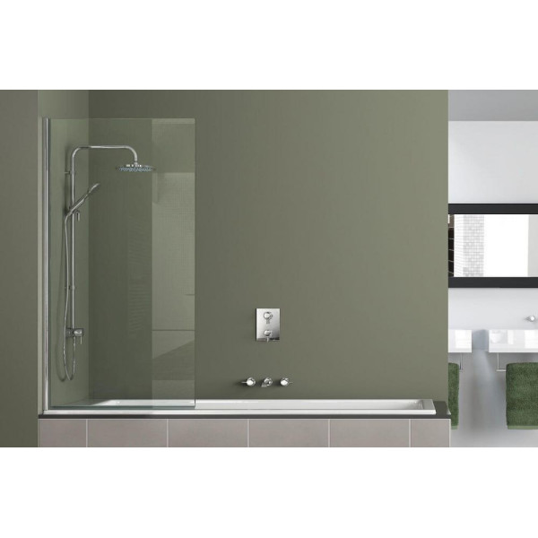 Душевая шторка на ванну Azario Merrit 80х140 стекло прозрачное, профиль серебро (AZ-NF6211-1 800)