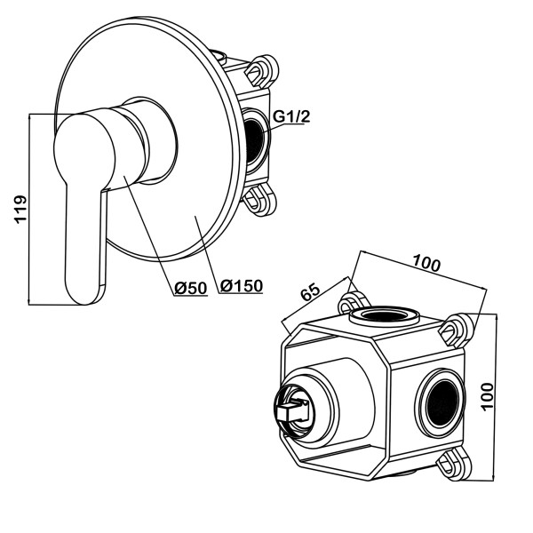 Смеситель для душа встраиваемый Swedbe Platta подключение на 1 выход в монтажном боксе хром (5523) Смеситель для душа встраиваемый Swedbe Platta подключение на 1 выход в монтажном боксе хром (5523)