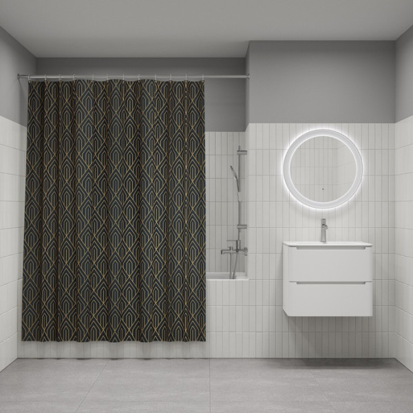 Шторка для ванны текстиль Iddis 200x180 полиэстер синий (BG05P18i11)