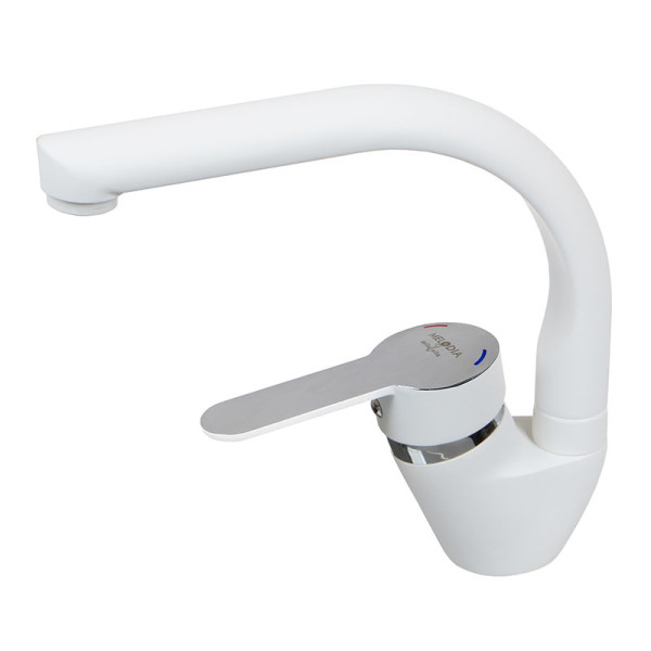 Смеситель для кухни Melodia Rumba White утка, без гибкой подводки, белый (MDV35312wt)