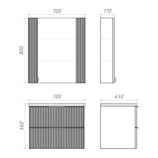Тумба подвесная Comforty Лима 700x560x450 антрацит матовый с раковиной (00-00019188)