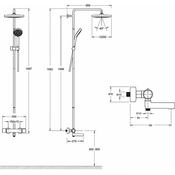 Система душевая Jacob Delafon Atom (E26238-CP)