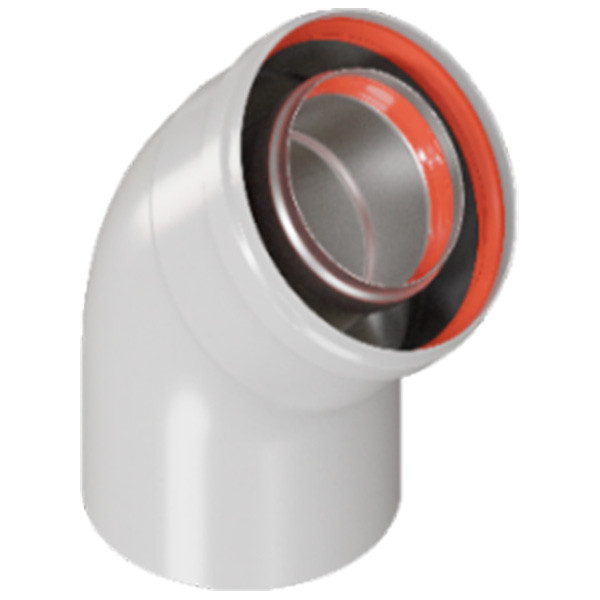 Отвод промежуточный раструбный Rommer 45 гр. 60/100 (наружный диаметр мама/папа) (RCA-6010-000045)