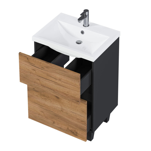 Тумба подвесная 1Marka Aris 590x440x870 антрацит/дуб крафт золотой (Ц0000035777)