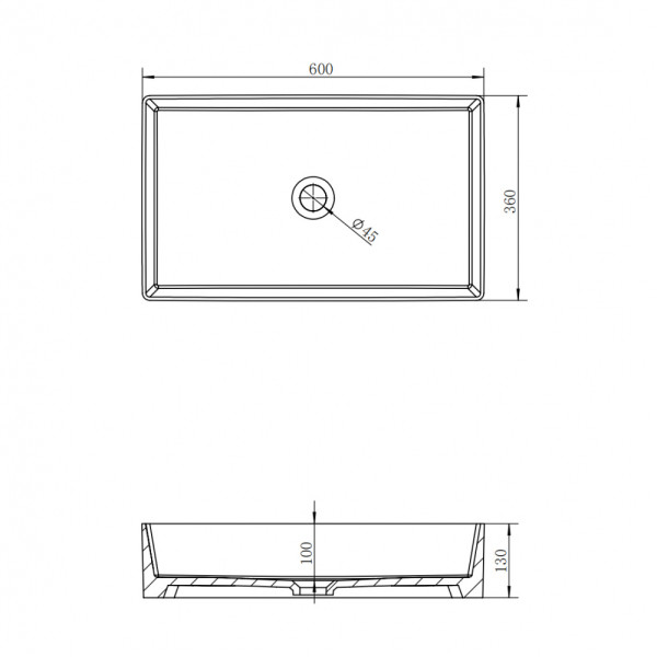 Раковина накладная Abber Rechteck 60x36x13 черная матовая (AC2220MB)