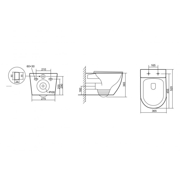 Унитаз подвесной Triton Verso с сиденьем микролифт, белый (VO-1832)