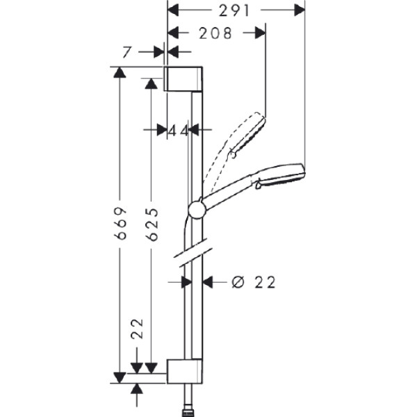 Гарнитур душевой Hansgrohe Crometta 100 Multi/Unica'Croma (26650400)