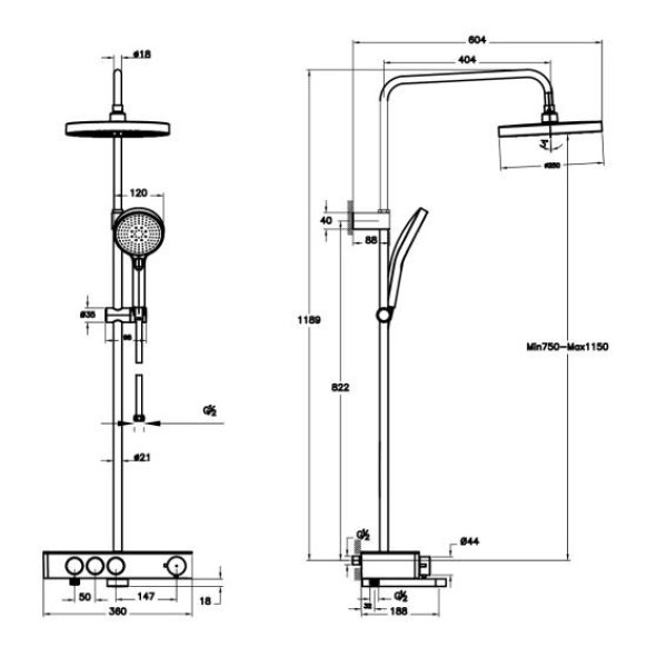 Душевая система Vitra Core Round черный (A4730936EXP)