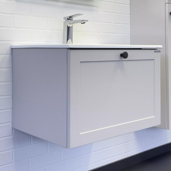 Тумба подвесная с раковиной Comforty Ереван 600x465x415 серый шёлк (00-00017879)