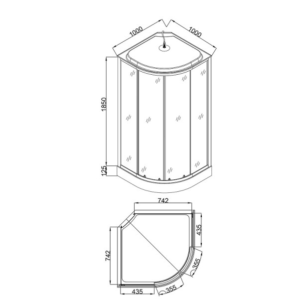 Душевая кабина Loranto 100x100x215 стекло прозрачное, профиль черный, черный кирпичный узор (CS-6610-13GB 10)