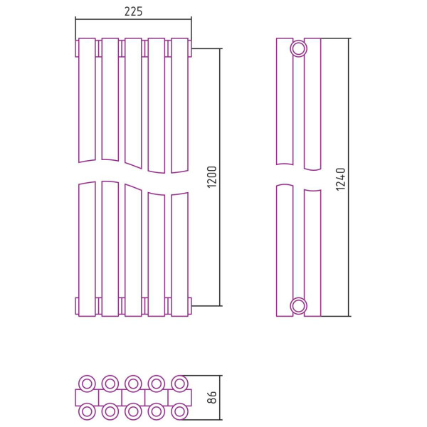 Дизайн-радиатор Сунержа Эстет-00 1200*225 5 секций хром (00-0332-1205)