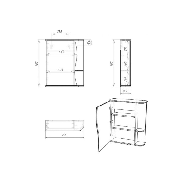 Шкаф зеркальный Домино Айсберг Волна 1-55 левый (DA1032HZ) Шкаф зеркальный Домино Айсберг Волна 1-55 левый (DA1032HZ)
