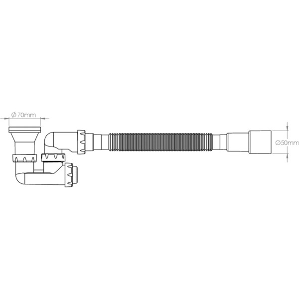 Сифон для душевого поддона Nova 1 1/2"х70 (h=120 мм) с гибкой трубой 1 1/2"х40/50 (1623)