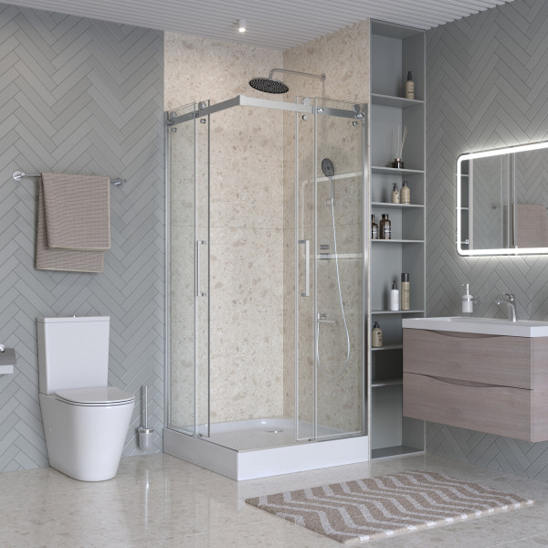 Душевой уголок BelBagno Marino 90x90x195 стекло прозрачное, профиль хром глянцевый (MARINO-2-A-2-90-C-CR)