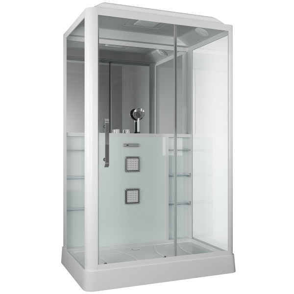 Душевая кабина с гидромассажем Grossman 135x90 стекло прозрачное, профиль белый (GR-128 R) Душевая кабина с гидромассажем Grossman 135x90 стекло прозрачное, профиль белый (GR-128 R)