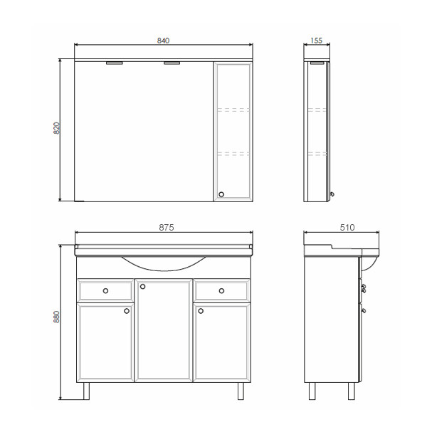 Тумба напольная Comforty Рига 875x880x510 дуб сонома матовый с раковиной (00-00001556)