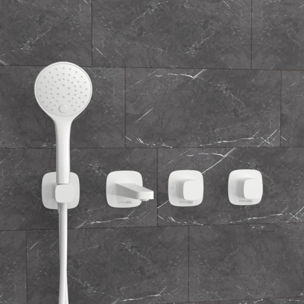 Смеситель для ванны и душа встраиваемый с лейкой и изливом WasserKRAFT белый (A9551.266.316.328.156.155)