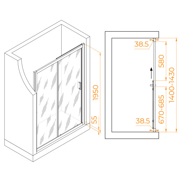Душевая дверь RGW Passage 140x195 стекло прозрачное, профиль черный (350801614-14) Душевая дверь RGW Passage 140x195 стекло прозрачное, профиль черный (350801614-14)
