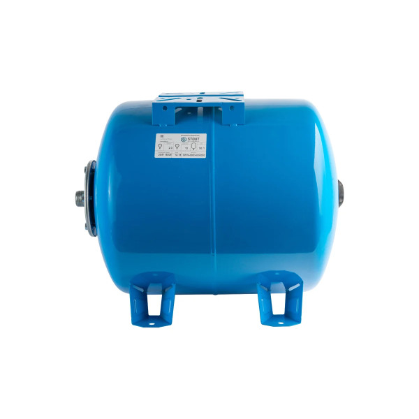 Бак расширительный для систем водоснабжения Stout 50 л. (10 бар, синий, горизонтальный) (STW-0003-000050)