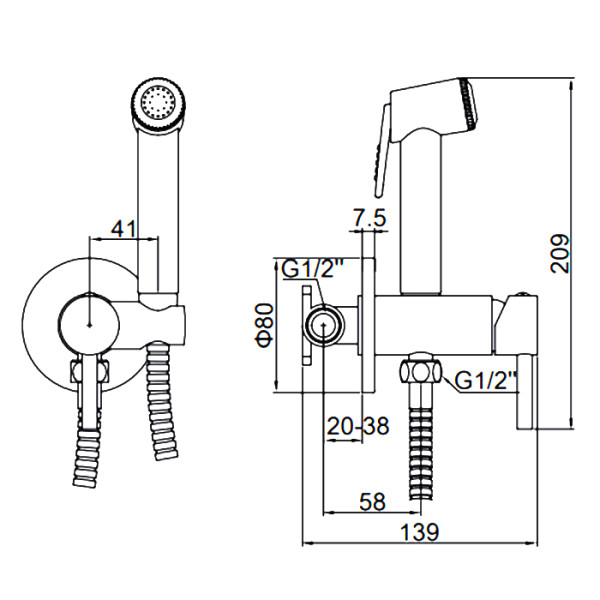 Смеситель для биде Ledeme с гигиеническим душем черный (L5398B-2) Смеситель для биде Ledeme с гигиеническим душем черный (L5398B-2)