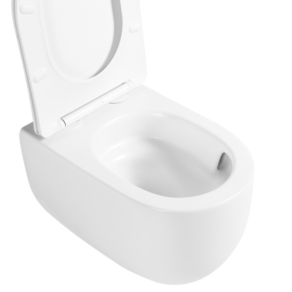 Унитаз подвесной Abber Bequem матовый, безободковый, смыв торнадо белый (AC1104TMW)