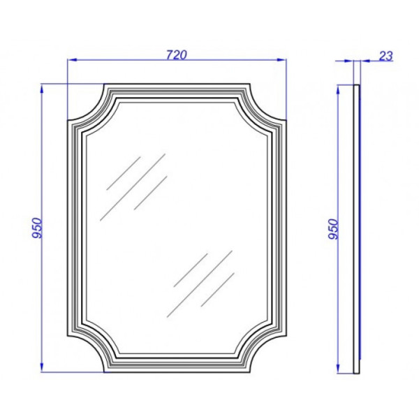 Зеркало Aqwella Ladonnia 720x950x25 белая (LAD0207W)
