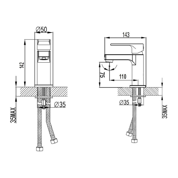 Смеситель для раковины Dlin хром (D110369)