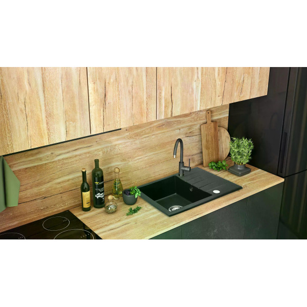 Мойка для кухни Rea north black Nakrapiany гранит 59,5x48,5x18 черная с вкраплением (ZLE-00125)