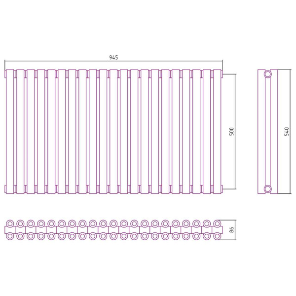 Дизайн-радиатор Сунержа Эстет-00 500*945 21 секция хром (00-0332-5021)