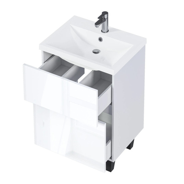 Тумба подвесная 1Marka Aris 690x440x870 белая аляска/белый глянец (Ц0000035779)