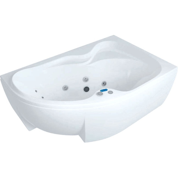 Ванна акриловая Акватек Вега 170х105 R на каркасе, с фронтальным экраном, слив-перелив