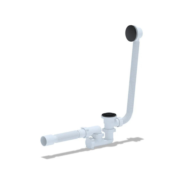 Обвязка для ванны АНИ с выпуском 1 1/2"*40 клик-клак, с гибкой трубой 375*40/50 (черный) АНИ пласт (EC255BL)