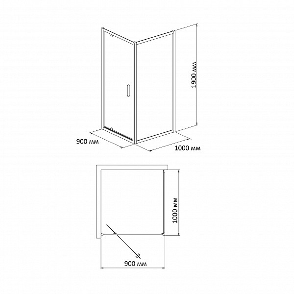 Душевой уголок BandHours Frenk/Side-Glass 109 100х90 стекло прозрачное, профиль хром