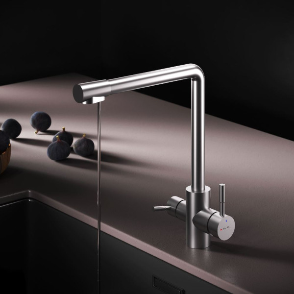 Смеситель для кухни AM.PM X-Joy S с L-изливом с каналом для питьевой воды сатин (F85B05711)