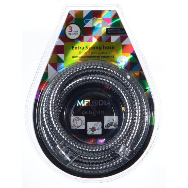 Шланг для душа Melodia 1500 мм D14 Extra Strong хром (MKP34431BL)