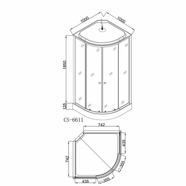 Душевая кабина Loranto Sunway 100x100 стекло прозрачное, профиль хром (CS-6611 G, 100*100*215)