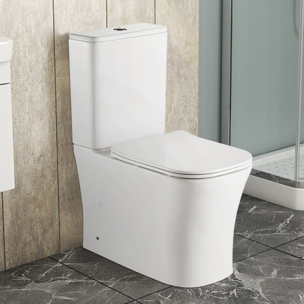 Унитаз напольный Anteo Square безободковый с бачком и сиденьем микролифт 630х385х820 (AZ-1218A)