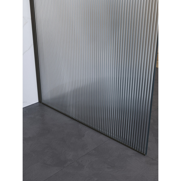Душевое ограждение BelBagno Uno 100x200 стекло рифленое, профиль оружейная сталь матовая (UNO-L-1-TB-100-FL-GM)