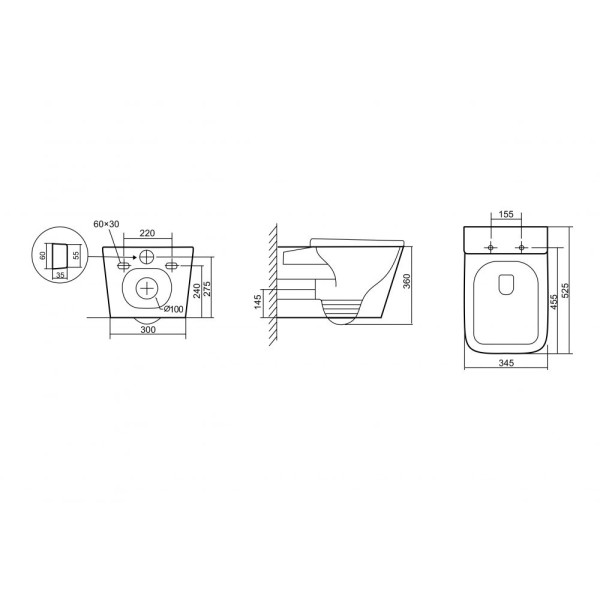 Унитаз подвесной Triton Verso с сиденьем микролифт, белый (VO-3032) Унитаз подвесной Triton Verso с сиденьем микролифт, белый (VO-3032)